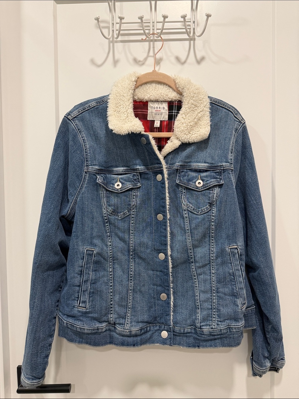 torrid Denim Jacket with Cream Sherpa Collar